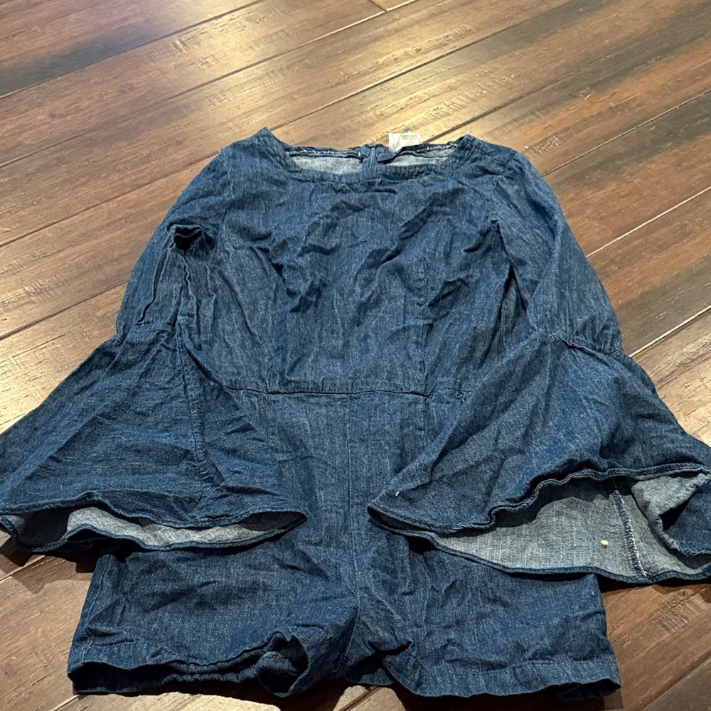 Sugarlips Denim Romper with Bell Sleeves